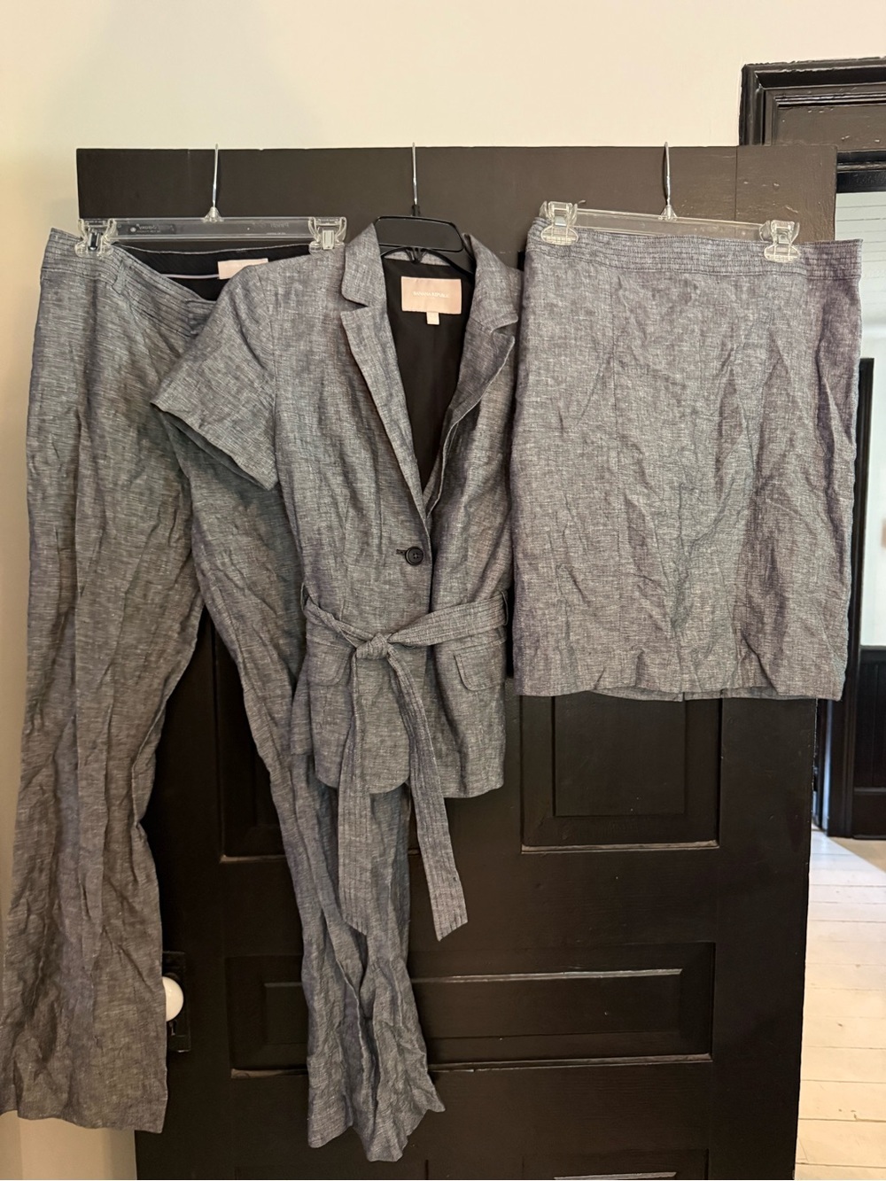 Banana Republic Gray Linen-Blend Blazer with Matching Pieces